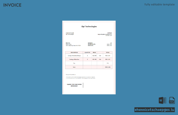 USA OPI Technologies Rechnungsbeispiel Vorschau